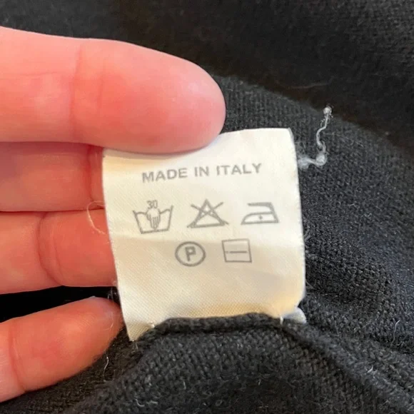 Cashmere and Silk Black Zip Front Sweater Black Gray Small Made in Italy - Picture 9 of 9